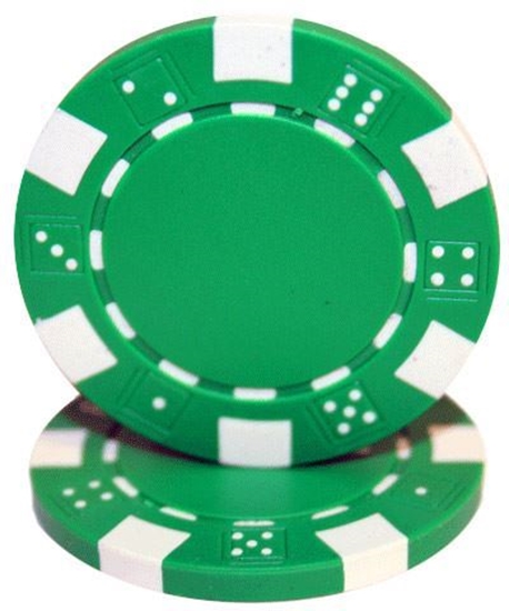 Picture of 12802 Dice poker chips 11.5gr  Green (roll of 50pcs)