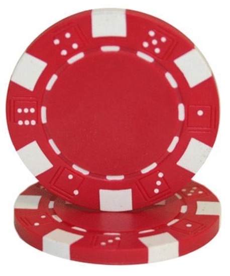 Roll of 50 red dice poker chips, 11.5 g each