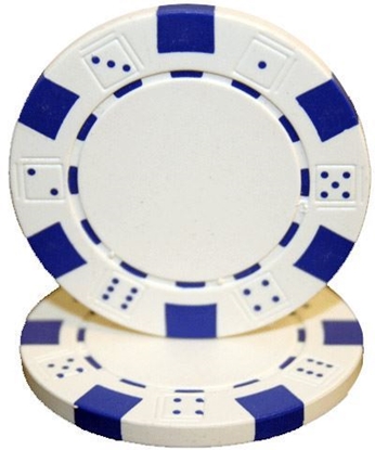 Picture of 12811 Dice poker chips 11.5gr  White/Blue (roll of 50pcs)
