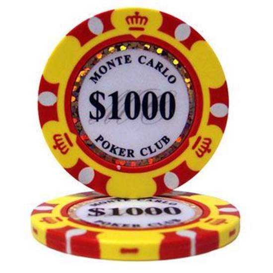 Image sur 25 jetons de poker (1000$) Monte Carlo 14gr