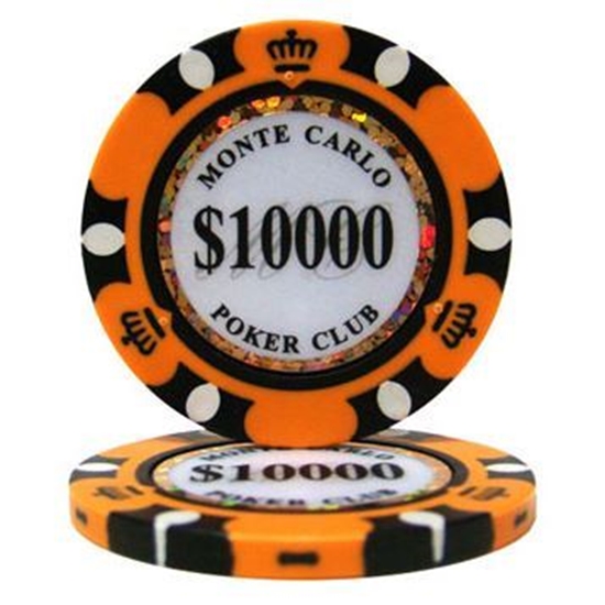 Image sur 25 jetons de poker (10 000$) Monte Carlo 14gr