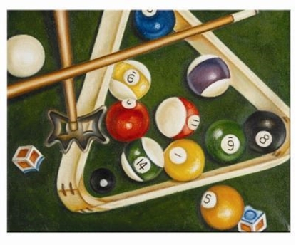 Picture of OP943-OIL PAINTING-RACK & CUES