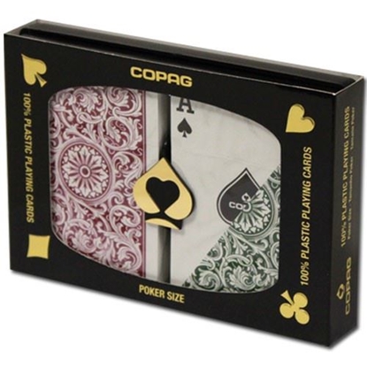Picture of 11224 - DuoPack Copag 100% plastic - Burgundy & Green - Poker - Regular index