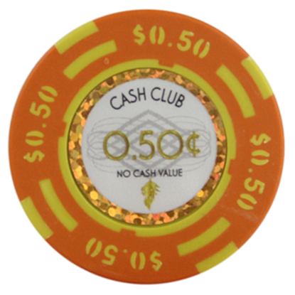 Picture of 12789 Cash club poker chips 14gr - $0,50- (Roll of 25 pcs)