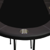 Close-up of black felt top with stainless steel cup holder on Legacy poker table