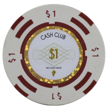 Picture of 12790 Cash club poker chips 14gr - $1- (Roll of 25 pcs)