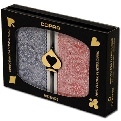 Image de Paquet double Copag 100% plastique - 4 couleurs Euro - Poker -  Index Jumbo