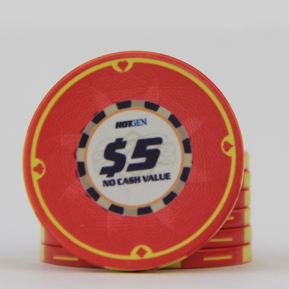 Picture of 12633-Ceramic Poker chip HotGen $5 /roll of 25