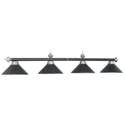 Image de LAMPE DE BILLARD QUADRUPLE EN CUIR NOIR 54''