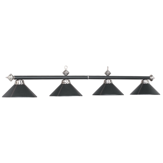 Image sur LAMPE DE BILLARD QUADRUPLE EN CUIR NOIR 54''