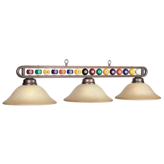 Image sur LAMPE DE BILLARD TRIPLE BOULES DE BILLARD 55''