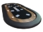 Black oval poker table top for 8 players, angled view