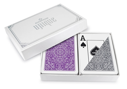 Image de Paquet double Copag Unique 100% plastique - Mauve & Gris - Poker - Index Jumbo