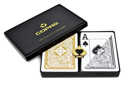 Image de Paquet double Copag Legacy 100% Plastique - Noir & Or - Poker - Index Jumbo