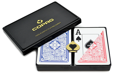 Image de Paquet double Copag  Legacy  100% Plastique - Rouge & Bleu - Poker - Index Jumbo