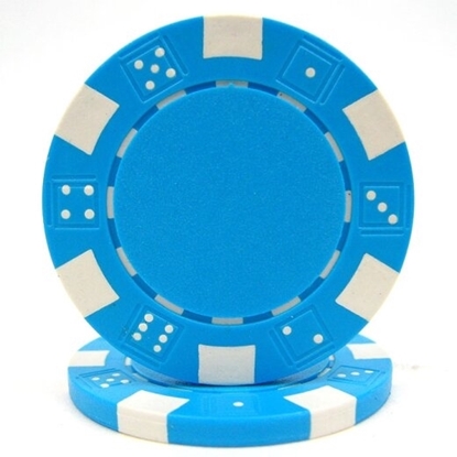Image de 12812 Dice poker chips 11.5gr  Light Blue (roll of 50pcs)