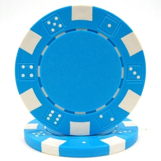 Image sur 12812 Dice poker chips 11.5gr  Light Blue (roll of 50pcs)