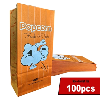 Image de 100 Sacs à popcorn avec fond plat 1oz